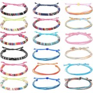 18Pcs Adjustable Woven Anklets Bracelets Bohemian Braided Rope Bracelets Waterproof Bracelet